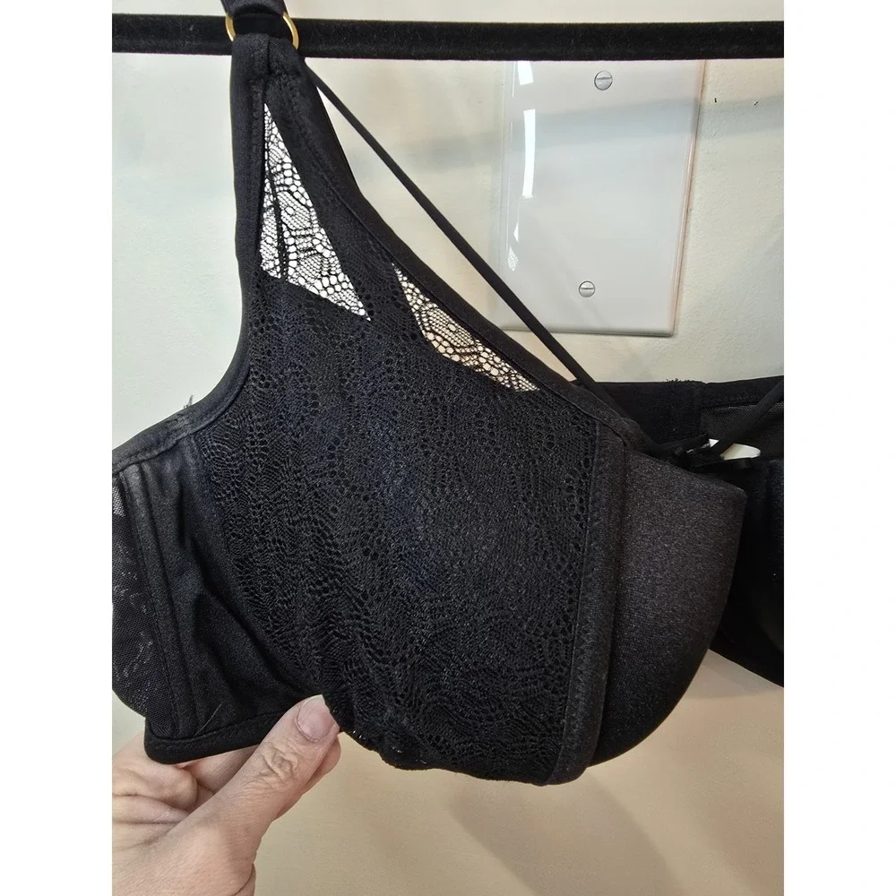 Ashley Graham Black Cage Underwire Bra 44DD Romantic Coquette‎